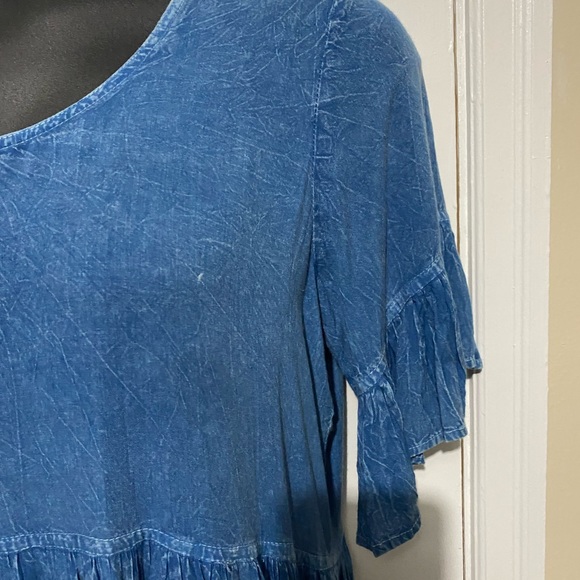 Chances T Linen Stonewashed Blue Babydoll Dress - Picture 4 of 10